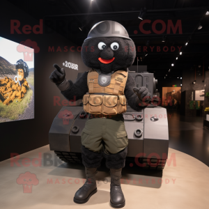 Black Army Soldier mascot costume character dressed with a Tank Top and Wraps