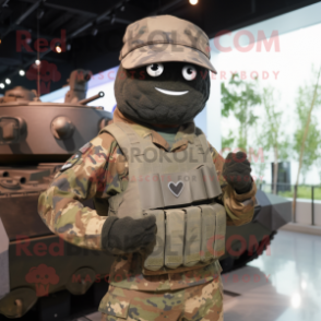 Black Army Soldier mascot costume character dressed with a Tank Top and Wraps