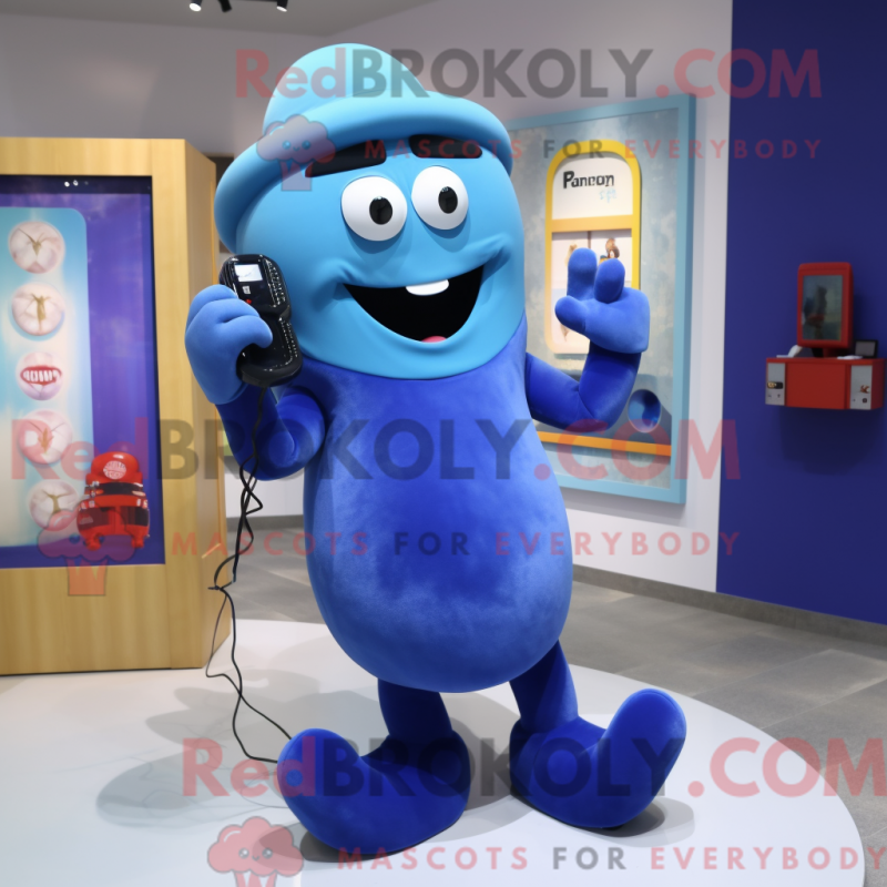Mascot character of a Blue Phone dressed with a Shorts and Shoe clips Mascot character of a Blue Phone dressed with a Shorts and Shoe clips