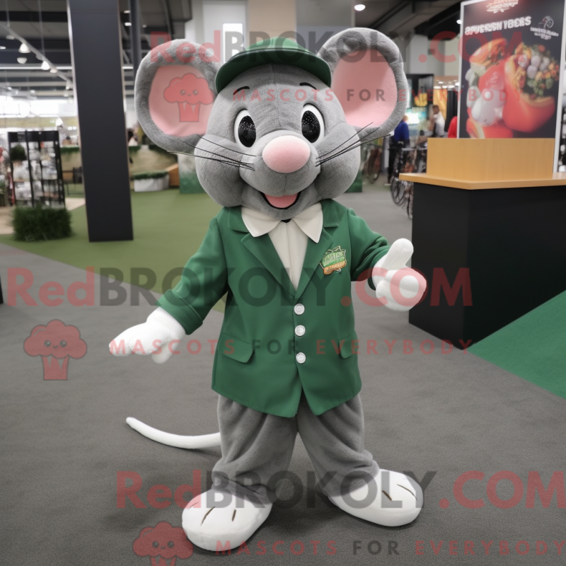 Mascot character of a Forest Green Mouse dressed with a Dress Shirt and Foot pads Mascot character of a Forest Green Mouse dressed with a Dress Shirt and Foot pads