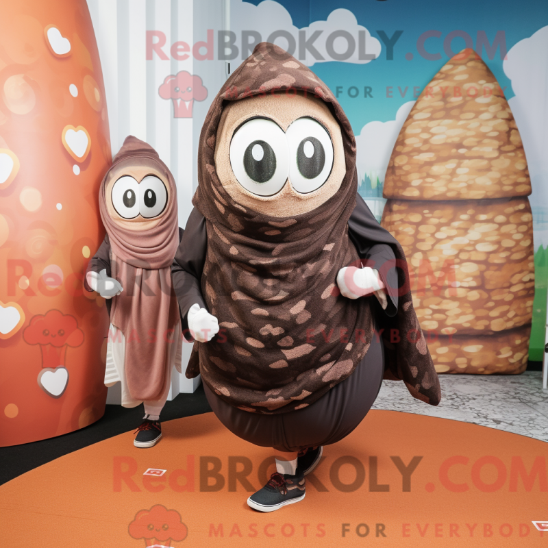 Mascot character of a Brown Oyster dressed with a Yoga Pants and Scarves Mascot character of a Brown Oyster dressed with a Yoga Pants and Scarves