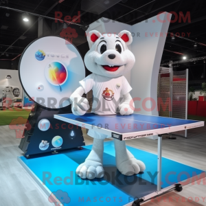 Mascot character of a White Ping Pong Table dressed with a T-Shirt and Watches