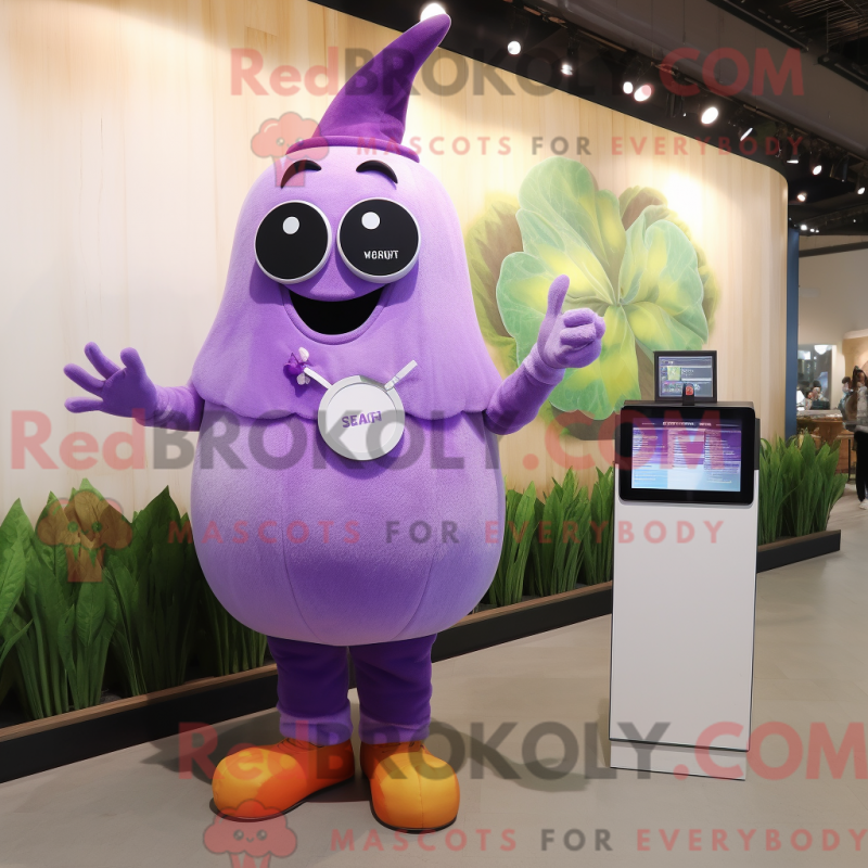 Mascot character of a Lavender Beet dressed with a Maxi Dress and Digital watches Mascot character of a Lavender Beet dressed with a Maxi Dress and Digital watches