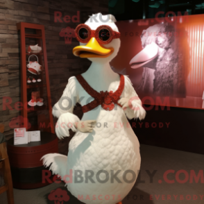 Mascot character of a Rust Swans dressed with a Wedding Dress and Eyeglasses