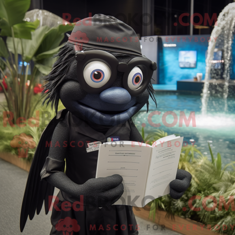 Mascot character of a Black Betta Fish dressed with a Polo Shirt and Reading glasses Mascot character of a Black Betta Fish dressed with a Polo Shirt and Reading glasses