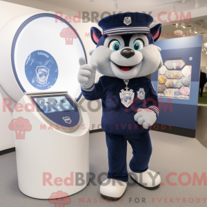 Mascot character of a Navy Engagement Ring dressed with a Jeggings and Keychains