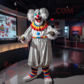 White Evil Clown mascot costume character dressed with a Sweater and Anklets