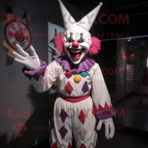 White Evil Clown mascot costume character dressed with a Sweater and Anklets