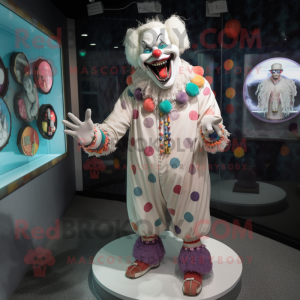 White Evil Clown mascot costume character dressed with a Sweater and Anklets