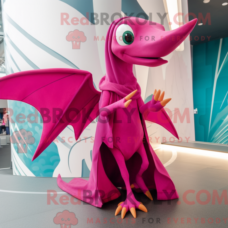 Mascot character of a Magenta Pterodactyl dressed with a Culottes and Scarf clips Mascot character of a Magenta Pterodactyl dressed with a Culottes and Scarf clips