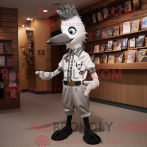 Mascot character of a Silver Woodpecker dressed with a Oxford Shirt and Hairpins