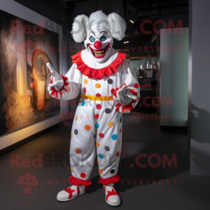 White Evil Clown mascot costume character dressed with a Sweater and Anklets