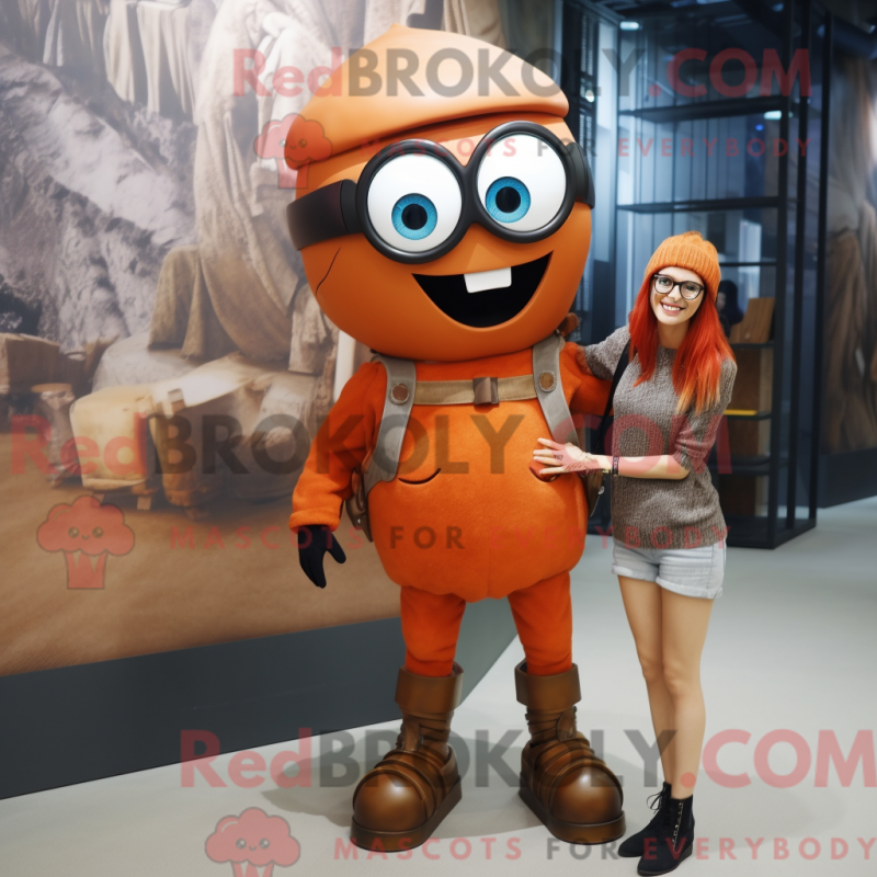 Mascot character of a Rust Commando dressed with a Mini Skirt and Eyeglasses Mascot character of a Rust Commando dressed with a Mini Skirt and Eyeglasses
