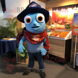 nan Fish Tacos mascot costume character dressed with a Bootcut Jeans and Mittens