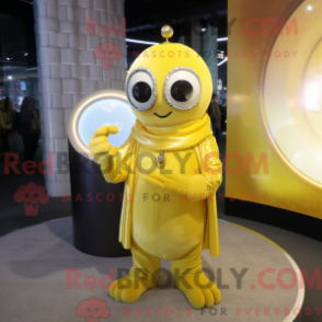 Mascot character of a Yellow Engagement Ring dressed with a Sweater and Anklets
