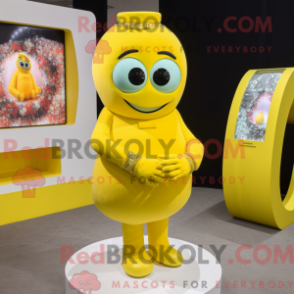 Mascot character of a Yellow Engagement Ring dressed with a Sweater and Anklets
