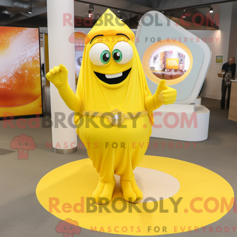 Mascot character of a Yellow Engagement Ring dressed with a Sweater and Anklets Mascot character of a Yellow Engagement Ring dressed with a Sweater and Anklets