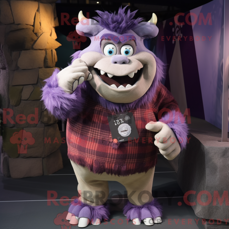 Mascot character of a Purple Ogre dressed with a Poplin Shirt and Scarf clips Mascot character of a Purple Ogre dressed with a Poplin Shirt and Scarf clips
