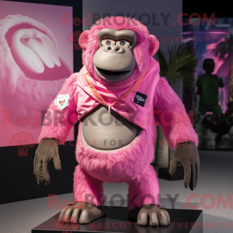 Mascot character of a Pink Gorilla dressed with a Board Shorts and Scarf clips Mascot character of a Pink Gorilla dressed with a Board Shorts and Scarf clips