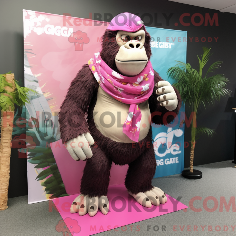 Mascot character of a Pink Gorilla dressed with a Board Shorts and Scarf clips Mascot character of a Pink Gorilla dressed with a Board Shorts and Scarf clips
