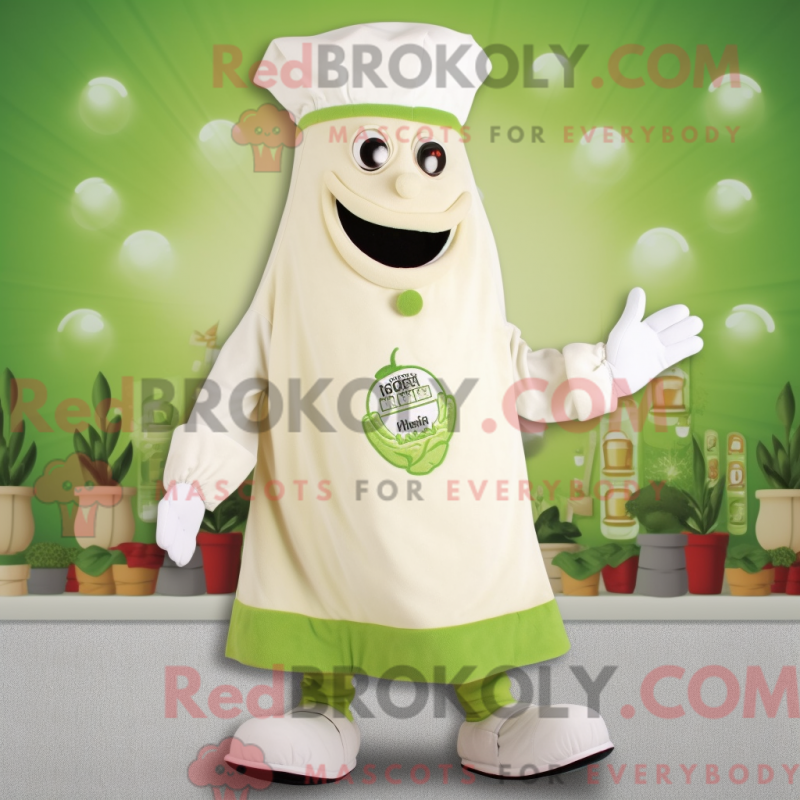 Mascot character of a Cream Celery dressed with a Cover-up and Caps Mascot character of a Cream Celery dressed with a Cover-up and Caps