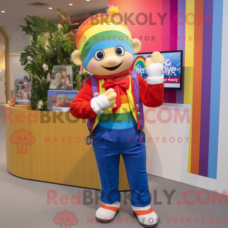 Mascot character of a Rainbow dressed with a Jeans and Ties Mascot character of a Rainbow dressed with a Jeans and Ties