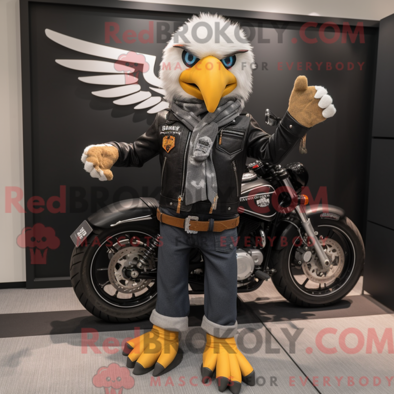 Mascot character of a Eagle dressed with a Biker Jacket and Scarf clips Mascot character of a Eagle dressed with a Biker Jacket and Scarf clips