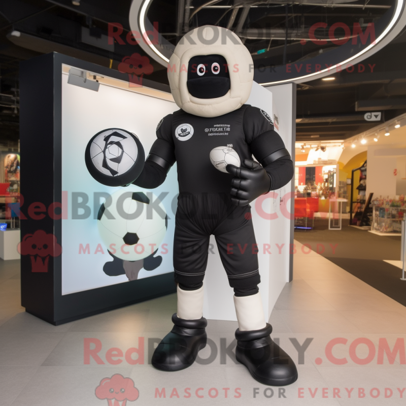 Mascot character of a Black Astronaut dressed with a Rugby Shirt and Bracelet watches Mascot character of a Black Astronaut dressed with a Rugby Shirt and Bracelet watches