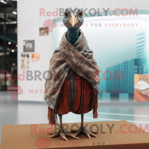 Mascot character of a Rust Guinea Fowl dressed with a Skinny Jeans and Shawls