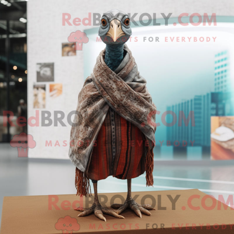 Mascot character of a Rust Guinea Fowl dressed with a Skinny Jeans and Shawls