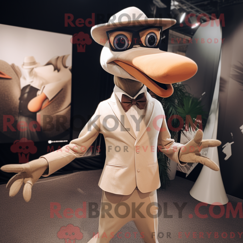 Mascot character of a Tan Pterodactyl dressed with a Suit and Headbands Mascot character of a Tan Pterodactyl dressed with a Suit and Headbands