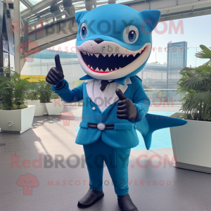 Blue Shark maskot kostume...