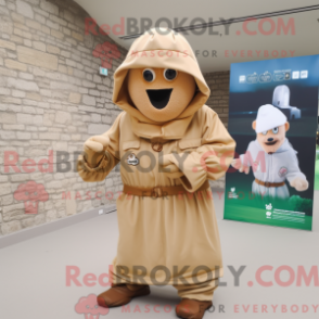 Mascot character of a Tan Irish Castle dressed with a Hoodie and Berets