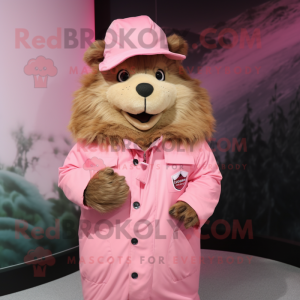 Pink Beaver maskot kostume...