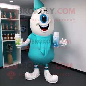 Teal Bottle Of Milk maskot...