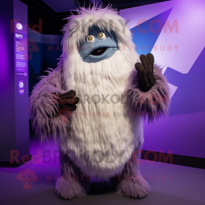 Purple Yeti mascot costume character dressed with a Jeggings and Shawls