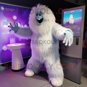 Purple Yeti mascot costume character dressed with a Jeggings and Shawls