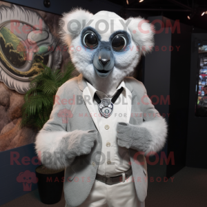 Sølv Lemur maskot kostume...