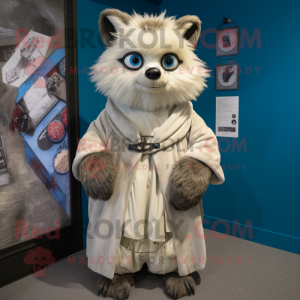 White Raccoon mascot costume character dressed with a Swimwear and Shawl pins