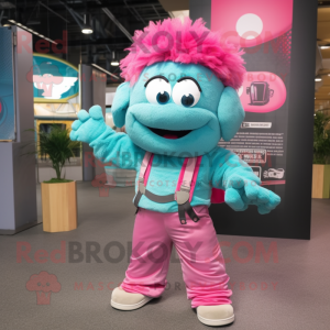 Turkis Pink maskot kostume...