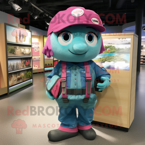 Turkis Pink maskot kostume...