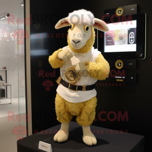 Gold Sheep maskot drakt...