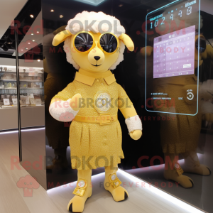 Gold Sheep maskot drakt...