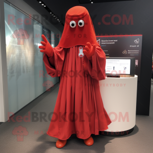 Red Ghost mascot costume character dressed with a Blouse and Gloves