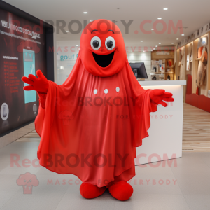 Red Ghost mascot costume character dressed with a Blouse and Gloves