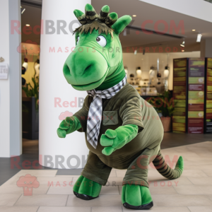Green Quagga mascot costume character dressed with a Turtleneck and Bow ties