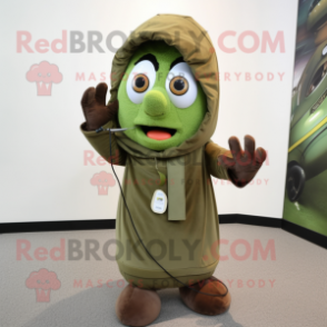 Olive Phone mascot costume character dressed with a Hoodie and Scarf clips