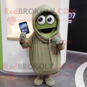Olive Phone mascot costume character dressed with a Hoodie and Scarf clips