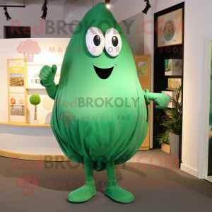 Green Ray mascot costume character dressed with a Henley Shirt and Cufflinks