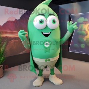 Green Ray mascot costume character dressed with a Henley Shirt and Cufflinks